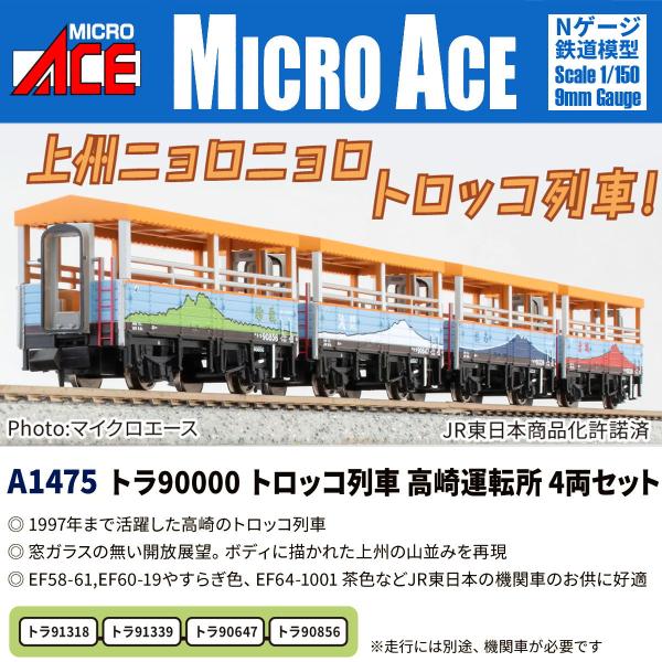 マイクロエース (再生産)(N) A1475 トラ90000 トロッコ列車 高崎運転所 4両セット ...