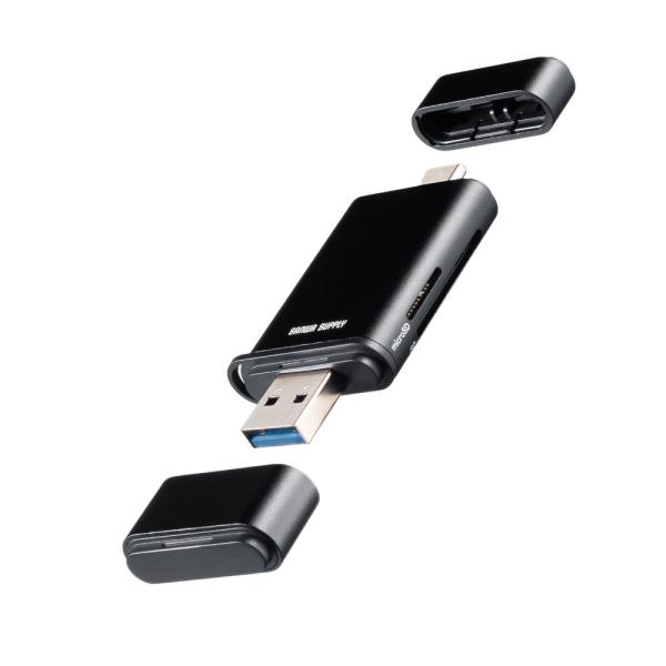 サンワサプライ UHS- 対応 USB Type-C ＆ USB-A カードリーダー ADR-5TC...