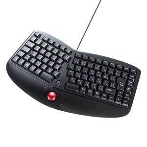 サンワサプライ 有線 エルゴノミクスキーボード(トラックボール付き・ブラック) SKB-ERG5BK...