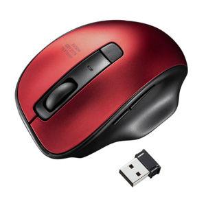 サンワサプライ 2.4GHzワイヤレス ブルーLEDマウス(レッド) MA-WBL134R 返品種別...