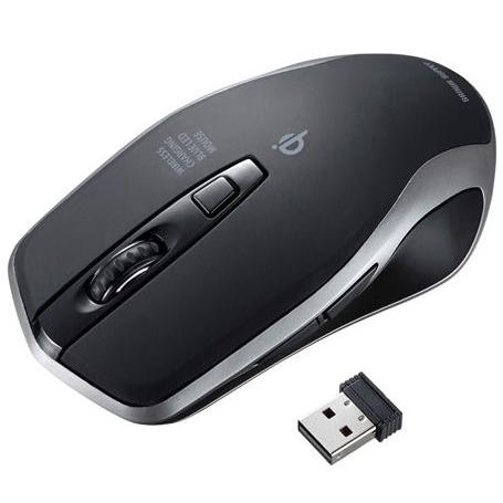 サンワサプライ Qi規格準拠 BlueLED 2.4GHzワイヤレス充電マウス 5ボタン(ブラック)...