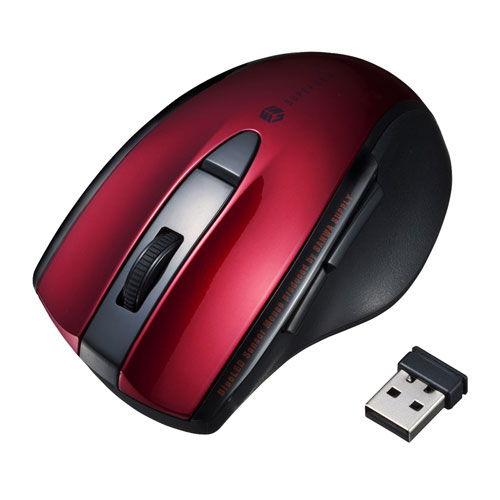 サンワサプライ 静音ワイヤレスブルーLEDマウス 5ボタン(レッド) MA-WBL166R 返品種別...