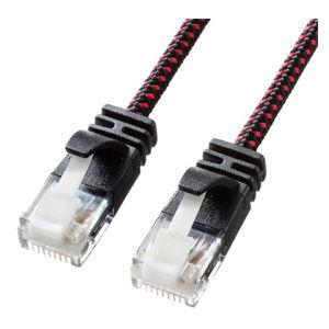 サンワサプライ つめ折れ防止 カテゴリ6A 細径 メッシュLANケーブル 3m(ブラック＆レッド) ...