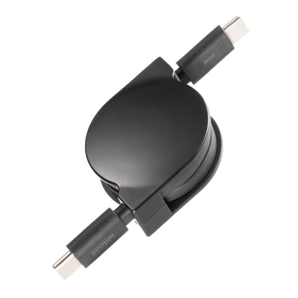 サンワサプライ USB2.0 Type-C 巻取りケーブル PD60W 0.8m(ブラック) KU-...