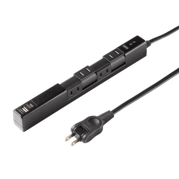 サンワサプライ 回転タップ(AC4個口+Type-C+USB-A・PD20W・ブラック) TAP-B...