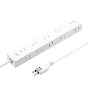 サンワサプライ 電源タップ 2P 10個口 強力ネオジムマグネット シャッター付 2m TAP-2210-2W 返品種別A
