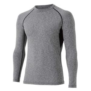 ボディタフネス BT 冷感・消臭パワーストレッチ 長袖クルーネックシャツ(カチオングレー×ブラック・...