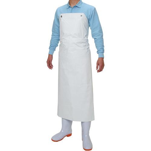 おたふく手袋 ワンタッチ前掛け 胸付(白) 6110WH 返品種別B