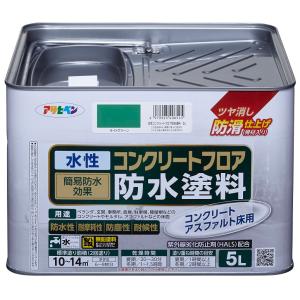 アサヒペン 水性コンクリートフロア防水塗料 5L(ライトグリーン) AP-9019071 返品種別B｜joshin