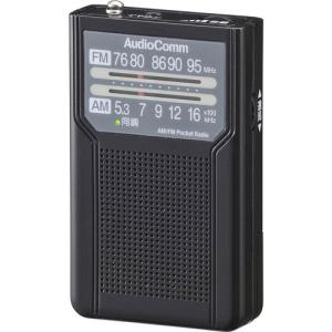 オーム ワイドFM/ AM ポケットラジオ(ブラック) AudioComm OHM RAD-P136N-K 返品種別A｜joshin