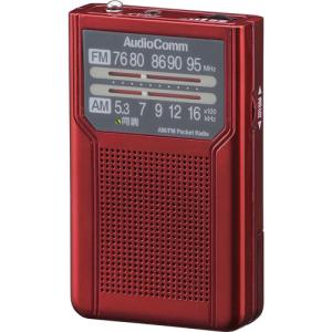 オーム ワイドFM/ AM ポケットラジオ(レッド) AudioComm OHM RAD-P136N-R 返品種別A｜joshin