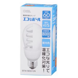 オーム 電球形蛍光ランプ 昼光色 OHM エコなボール EFA15ED/ 12N 返品種別A｜joshin