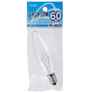 オーム シャンデリア球 60W 口金E14 クリア OHM LB-C2460-C
