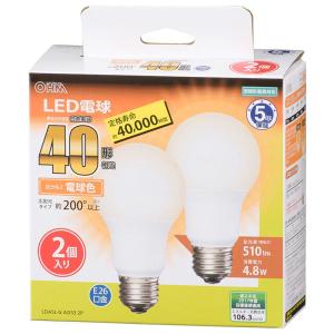 オーム LED電球 一般電球形 510lm(電球色相当) (2個セット) OHM LDA5L-G AG53 2P 返品種別A｜joshin