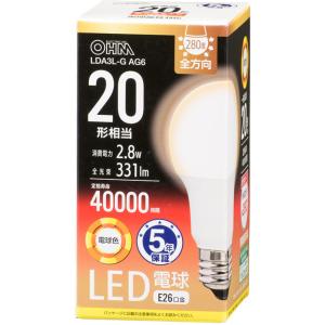 オーム LED電球 一般電球形 331lm(電球色相当) OHM LDA3L-G AG6 返品種別A