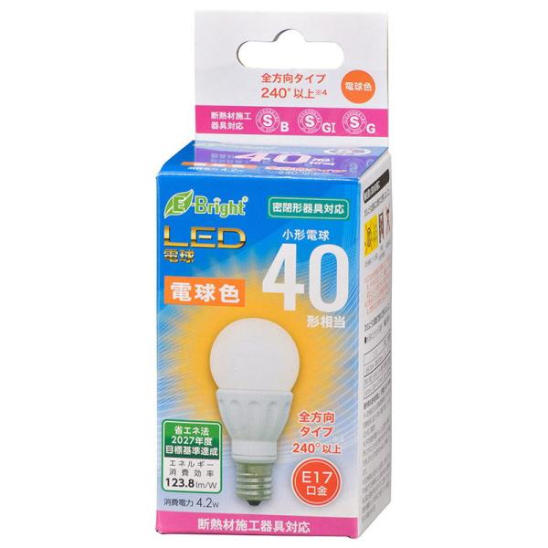 オーム LED電球 小形電球形 520lm(電球色相当) OHM 06-4333 LDA4L-G-E...