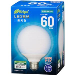 オーム LED電球 ボール電球形 825lm(昼光色相当) OHM E-Bright LDG6D-G...