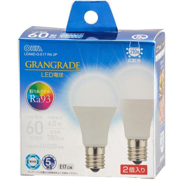 オーム LED電球 小形電球形 780lm(昼光色相当)(2個セット) OHM LDA6D-G-E1...