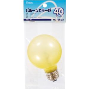 オーム バルーンカラー球 40W E26  OHM LB-G7640-BY