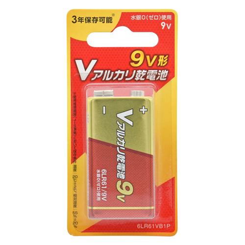 オーム アルカリ乾電池9V形(1本入り) OHM 6LR61VB1P 返品種別A