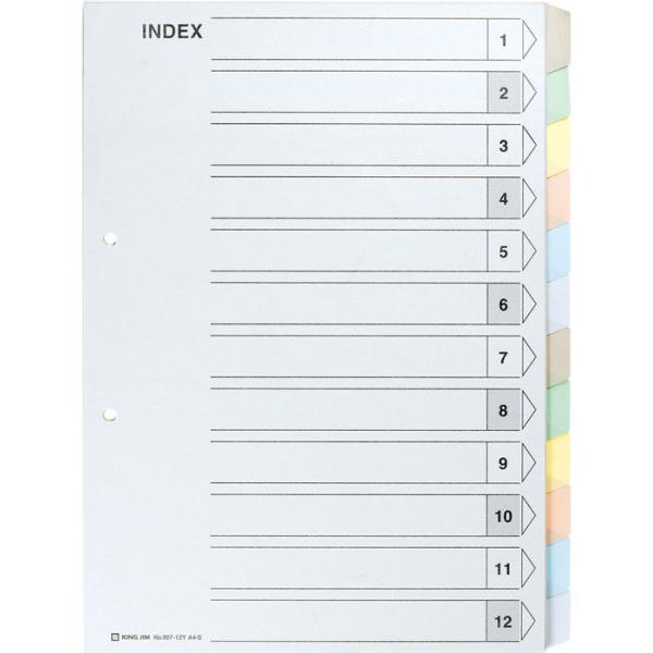 キングジム カラーインデックス A4 タテ型 12山タイプ(2穴) KING JIM 907-12Y...