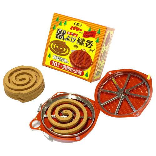 児玉兄弟商会 獣よけ線香10巻+携帯防虫器セット 富士錦 パワー森林香 205368 返品種別A