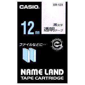 カシオ テープカートリッジ スタンダードテープ(12 幅/ 透明テープ/ 黒文字) CASIO NAME LAND(ネームランド) XR-12X 返品種別A｜joshin