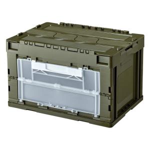トラスコ 薄型折りたたみコンテナ ロックフタ付き 50L OD色 TR-C50B-OD