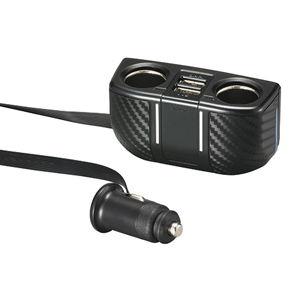 カーメイト ソケット 2連 フラットコード付 2USB 2.4A カーボン調(ブラック) DZ322...