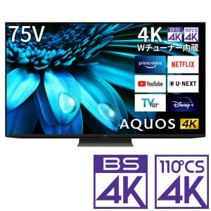 (標準設置無料 設置Aエリアのみ) シャープ 75型4Kチューナー内蔵 LED液晶テレビ (別売USB HDD録画対応) Google TV 機能搭載4K対応AQUOS 4T-C75EL1 返品種別A｜joshin