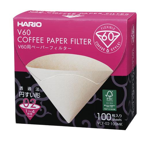 ハリオ V60用ペーパーフィルター02M 100枚 個箱入り 茶 HARIO VCF-02-100M...