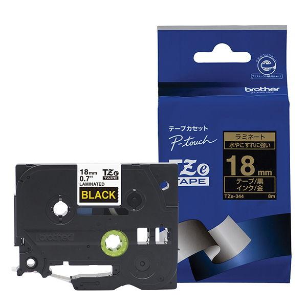 ブラザー ［純正］ラミネートテープ (18 幅/ 黒テープ/ 金文字) brother P-Touc...