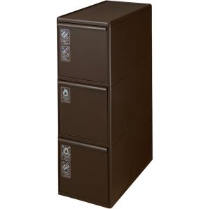吉川国工業所 分別引き出しステーション ワイド3段 60L(ブラウン) フタつきゴミ箱 BW-3 1...