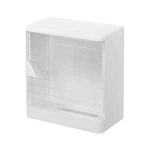 吉川国工業所 壁に取り付けられるタオルホルダー(幅26.8×奥行14.5×高さ31.7cm)クリア タオル収納棚 洗面所収納 収納ケース タオルホルダクリア 