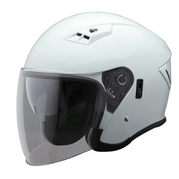 ユニカー工業 Wシールド ジェットヘルメット カラー：メタリックホワイト サンカットインナーバイザー...