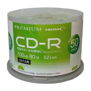 HIDISC データ用 52倍速対応 CD-R 50枚パック700MB ホワイトプリンタブル ハイディスク HDVCR80GP50 返品種別A｜joshin