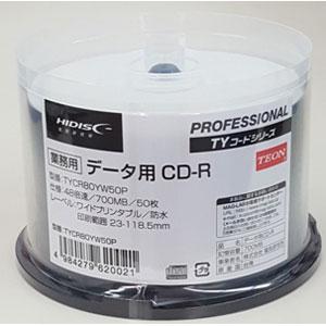 HIDISC データ用700MB 48倍速対応CD-R 50枚パック ワイドプリンタブル ハイディスク TYCR80YW50P 返品種別A｜joshin