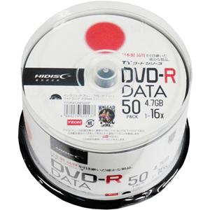 HIDISC データ用 16倍速対応DVD-R 50枚パック 4.7GB ワイドプリンタブル TYDR47JNP50SP 返品種別A｜joshin