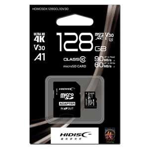 HIDISC 4K対応 microSDXCメモリーカード 128GB Class10 UHS-I HDMCSDX128GCL10V30 返品種別A｜joshin