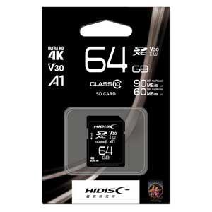HIDISC 4K対応 SDXCメモリカード 64GB Class10 UHS-I HDSDX64GCL10V30 返品種別A｜joshin