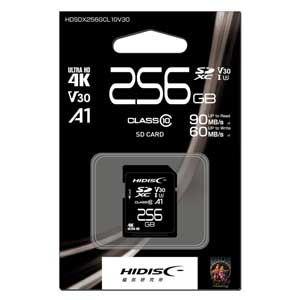 HIDISC 4K対応 SDXCメモリカード 256GB Class10 UHS-I HDSDX256GCL10V30 返品種別A｜joshin