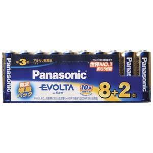 パナソニック アルカリ乾電池単3形 8本+2本パック(増量パック) Panasonic EVOLTA LR6EJSP/ 10S 返品種別A｜joshin