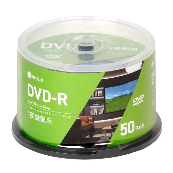 MiraiSell｜ミライセル 1回録画用DVD-R［1-16倍速対応 / 4.7GB(120分) ...