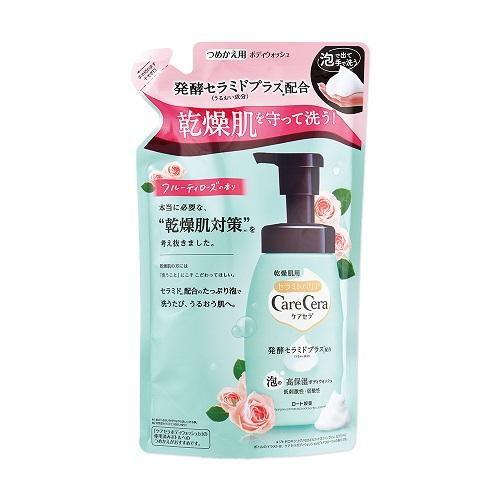 ケアセラ 泡の高保湿ボディウォッシュ フルーティローズの香り つめかえ用 385ml ロート製薬 返...