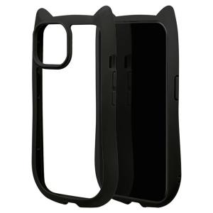 ラスタバナナ iPhone15(6.1inch/ 2眼)/ 14/ 13用 猫耳ケース ハイブリッド MIMI TPU×PC(ブラック) 7636IP361HB 返品種別A｜joshin