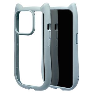 ラスタバナナ iPhone15 Pro(6.1inch/ 3眼)用 猫耳ケース ハイブリッド MIMI TPU×PC(スモーキーブルー) 7699IP361PHB 返品種別A｜joshin