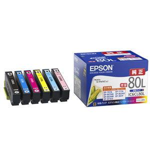 エプソン ［純正］インクカートリッジ(6色セット・増量) EPSON とうもろこし IC6CL80L 返品種別A
