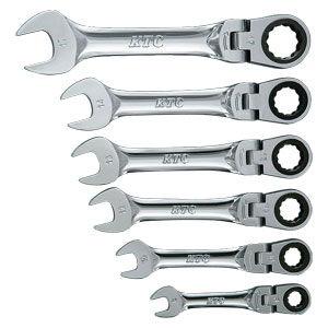京都機械工具 ショートラチェットコンビネーションレンチセット首振りタイプ[6本組]