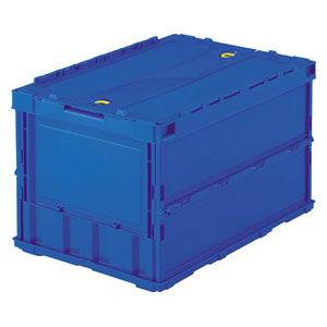 トラスコ中山 薄型折りたたみコンテナ 50L ロックフタ付(ダークブルー) TRC50B DB 返品...