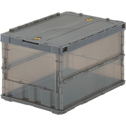 トラスコ中山 オリコン 薄型折りたたみコンテナ スケルコン 50L ロックフタ付 透明ブラウン TS...